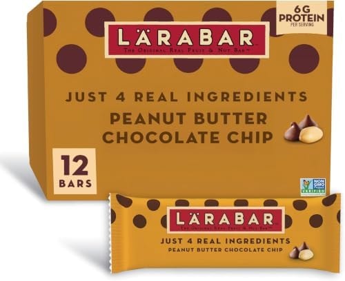 Larabar Peanut Butter Chocolate Chip, Fruit and Nut Bars, Gluten Free and Vegan, 19.2 oz, 12 Ct (Pack of 6)