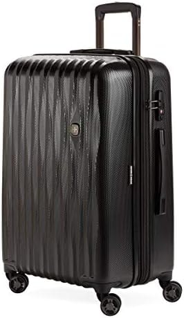 SwissGear 7272 Energie Expandable Hardside Luggage With Spinner Wheels and TSA Lock, Black, Checked-Medium 24-Inch