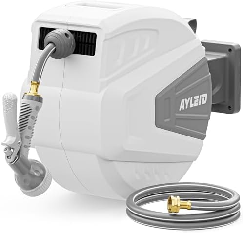 Ayleid Retractable Garden Hose Reel, 1/2"x100ft Wall Mount