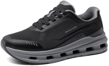 Bruno Marc Men's Cushionix Stride Casual Sneakers,Black/Grey Mesh,8