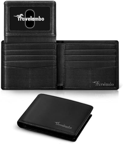 Wallet for Men, Premium Classic Mens Wallet Minimalist Slim Bifold Wallet, RFID Blocking Wallet with 10 Credit Card, 2 ID Window and 2 Cash Slots, Leather Compact Wallet, Front Pocket Card Holder