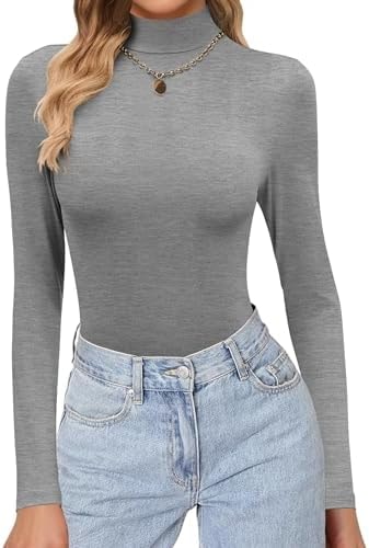 Ekouaer Womens Turtleneck Shirts Long Sleeve Lightweight Fitted Thermal