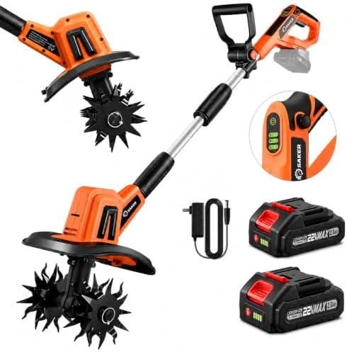 Saker 22V Cordless Garden Tiller for Gardening with Adjustable Speed