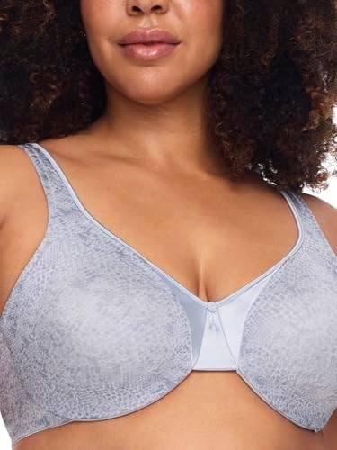 Warner's Women's Signature Support Cushioned Underwire for Support and Comfort Underwire Unlined Full-Coverage Bra 35002A, Air Blue Vintage Snake, 38D