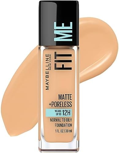 Maybelline Fit Me Matte + Poreless Liquid Oil-Free Foundation Makeup, Natural Buff, 1 Count (Packaging May Vary)