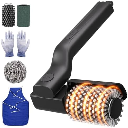 Electric Grill Brush - 24kg Torque High Power Electric Grill Cleaner 200 Min Runtime 7-Level Adjustable Angle Shed Free Reinforced Bristles Safe for Grill Brush for Outdoor Grill