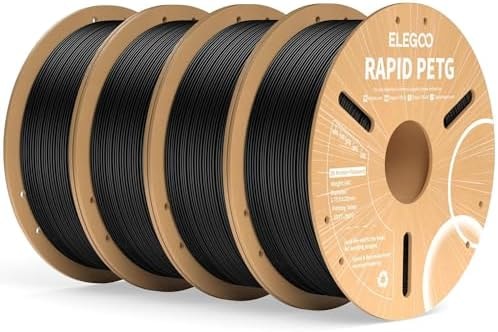 ELEGOO Rapid PETG 3D Printer Filament 1.75mm Black 4 Pack Bundle