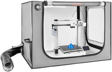 VEVOR 3D Printer Enclosure with Ventilation, Dustproof Waterproof Large Size 600D Oxford Cloth 3D Printer Tent, Constant Temperature Protective Case with LED, Designed for Bambu Lab A1 Combo, Grey