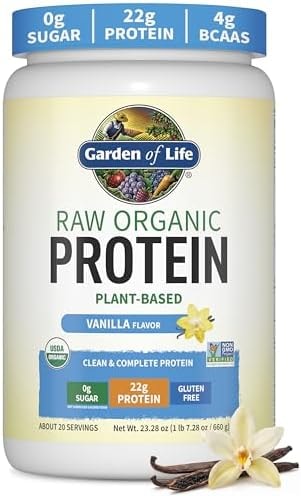 Garden of Life Raw Organic Protein Powder, Vegan, Vanilla, 20 Servings