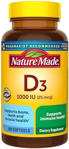 Nature Made Vitamin D3 1000 IU (25 mcg), 100 Vitamin D Softgels