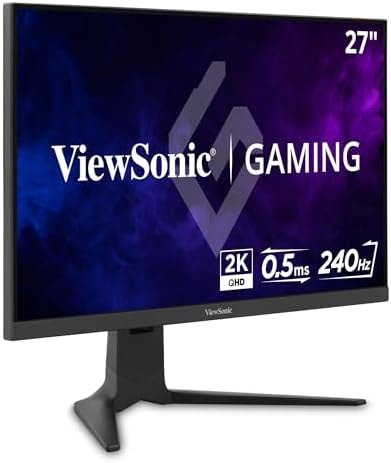 ViewSonic XG2736-2K 27 Inch 1440p Gaming Monitor, IPS with 240Hz and 0.5ms for Pro-Level Gameplay, FreeSync Premium and G-Sync Compatible, Advanced Ergonomics, 65W USB-C, HDMI, and DisplayPort Inputs