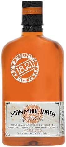 18.21 Man Made Original Noble Oud 3-in-1 Body Wash, Shampoo, & Conditioner for Men, All Hair & Skin Types, Strengthens and Moisturizes in a Manly Aroma, 18oz