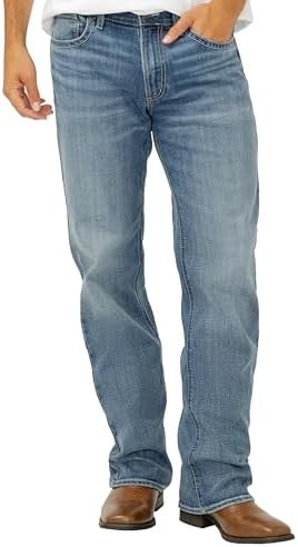 Silver Jeans Co. Men's Zac Relaxed Fit Straight Leg Jeans, Medium Wash, 28W x 34L