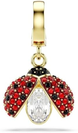 Swarovski Idyllia charm, Mixed cuts, Ladybug, Red, Gold-tone plated