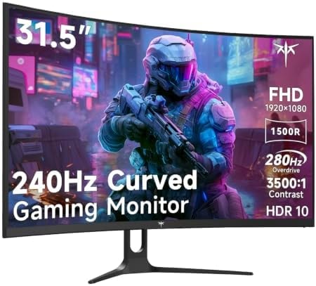 KTC 32 Inch 280Hz 240Hz Curved Gaming Monitor, FHD PC Monitor 1080P, H32C5