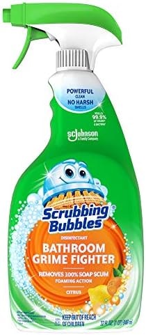 Scrubbing Bubbles Bathroom and Shower Cleaner Disinfectant Spray, Foaming Action Bathroom Grime Fighter, Citrus Scent, 32oz