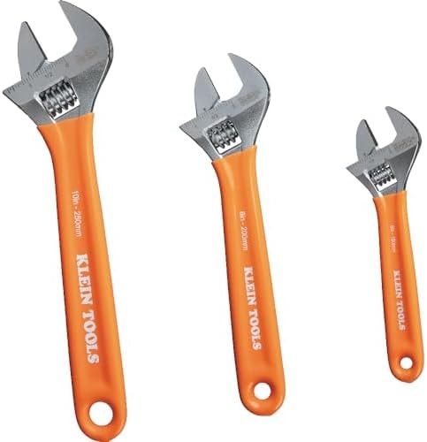 Klein Tools D5073 Adjustable Wrench Set, Extra Capacity, 6-Inch, 8-Inch, 10-Inch, Forged Alloy Steel, Metric and SAE, 3-Piece