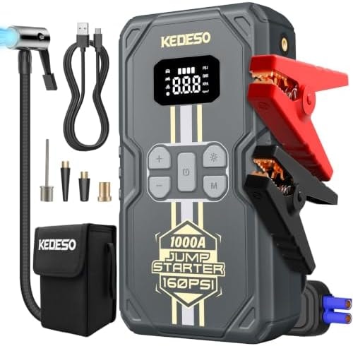 Car Jump Starter with Air Compressor 160PSI,Portable Battery Jumper Starter