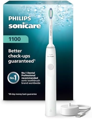 PHILIPS Sonicare 1100 Rechargeable Electric Toothbrush, 1 Brush Head, White
