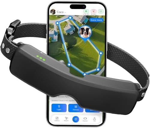 Thereye GPS Dog Fence Collar, App Controlled Wireless Fence