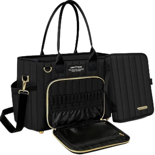 VERONLY Bible Bag for Women, Mothers Day Gift for Mom Large Church Tote with Built-in Bible Cover, Multi-Compartment Organizer with Protective Bottom, Gift for Christian Women Teacher