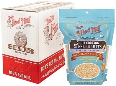 Bob's Red Mill Organic Quick Cooking Steel Cut Oats, 22oz (4 Pack)