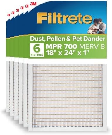 Filtrete 18x24x1 Air Filter, MERV 8, MPR 700, 6 HVAC Filters