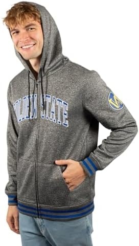 Ultra Game NBA Official Men’s MVP Super Soft Full Zip Hoodie Sweatshirt - Unisex, Golden State Warriors, Heather Charcoal, XX-Large
