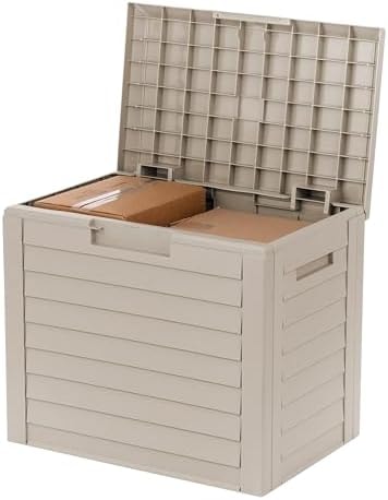 IRIS USA 35 Gallon Outdoor Deck Box, Lockable, Weather-Resistant, Beige