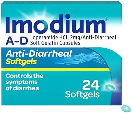 Imodium A-D Anti-Diarrheal Softgels with 2mg Loperamide Hydrochloride for Fast Acting Diarrhea Symptom Relief On the Go in Travel Size Softgels for Adults 12+, 24 Ct