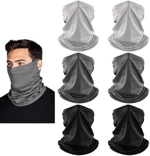 HONGTEYA 6 Pack Summer Neck Gaiter, UV Protection Cooling Face Mask Breathable Bandana Head Scarf Face Cover for Men Women