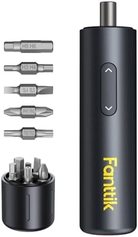 Fanttik S1 Capsule Cordless Screwdriver, Electric Screwdriver, Max 5 N.m, 320 RPM Motor, 5 Pcs Double-Ended Bits, Compact Design, LED Light, 1/4''Hex, Idea Tool for Furniture, Appliances-Grey