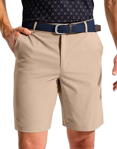 Obla Men's Shorts Golf Casual 5"/ 7"/ 9" Flat Front Dress Shorts for Men Classic Fit with 4 Pockets Lightweight Stretch (Khaki_L9 W34)