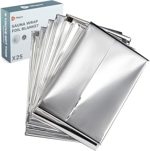 Lifepro Sauna Wrap Foil Blanket 63" x 82.5" — Disposable Thermal Blanket Insert for Body Heat Retention — Deeper Sweat & Warmth Thermal Wrap for at Home Infrared Sauna