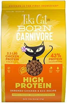 Tiki Cat Born Carnivore High Protein Dry Cat Food, Deboned Chicken & Egg, 2.8 lbs. Bag
