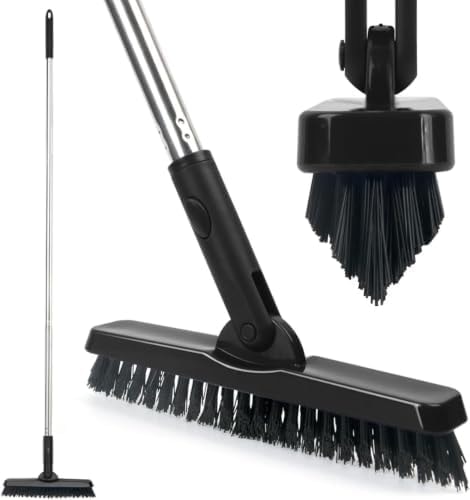 CELOX Tile Grout Brush with Long Handle, Grout Cleaner Brush for Tile Floors, for Shower Tile, for Cleaning Grout, Matte Black