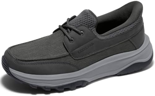 Coostar Mens Orthopedic Slip On Shoes with Arch Support Hands Free Loafers Casual Comfortable Walking Shoe Dark Grey Size 10