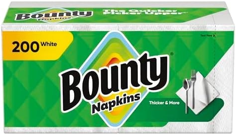 Bounty Paper Napkins, White, 200 Count, Packaging may vary