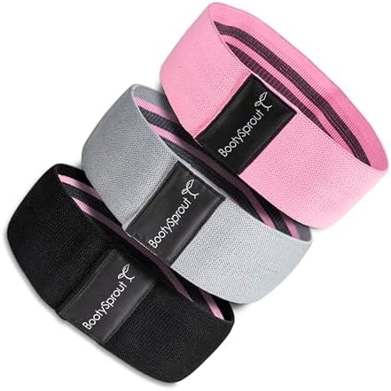 BootySprout Booty Bands 3-Pack for Legs, Glutes, and Lower Body – at Home Gym Equipment for Workouts, Yoga, Stretch Exercises, or Rehab Routines – Pink, Gray, & Black