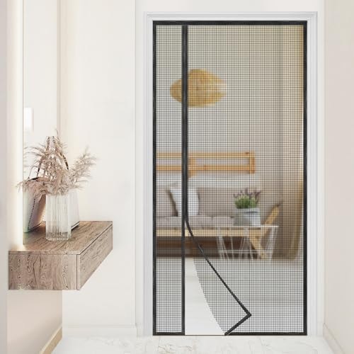 Magnetic Screen Door,Reversible Left or Right Side Opening, Mesh Door Screen Magnetic Closure,Keep Bugs Out,Pet and Kid Friendly, Fits Door Size 38" x 82"