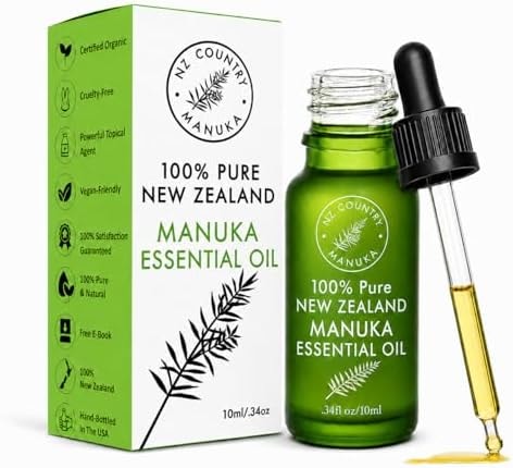 100% Pure New Zealand Manuka Oil | Organic Essential Oil | 35x Stronger Than Tea Tree | Natural Skin Care | Toenail Treatment | Diffuser | Aromatherapy | Nails | Hair | Skin | Lips