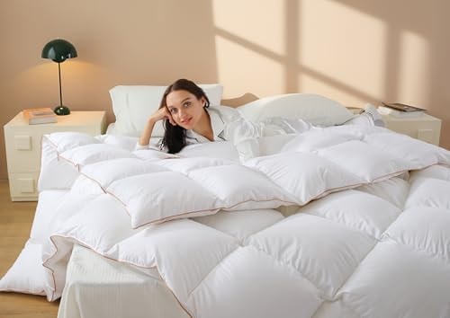 Vexino Feather Down Fiber Comforter,100% Cotton Duvet Insert,4 Corner Tabs