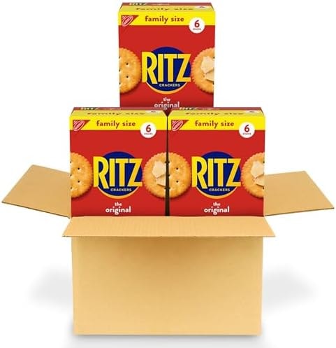 RITZ Original Crackers, Snacks for Kids and Adults, Family Size, 3 Boxes