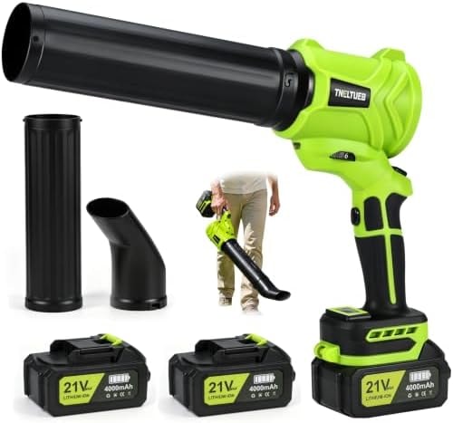 Leaf Blower, 180° Rotating Cordless Leaf Blower with 2 x4Ah Batteries and Charger, 6 Speed Modes 980000 RPM Electric Handheld Blower, Lightweight Small Blower for Lawn Care, Patio, Blowing Leaves Dust