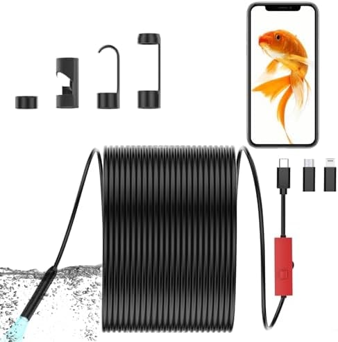 Endoscope Camera with Light, 1920P Borescope, 8 LED Lights, IP68 Waterproof