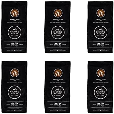 Kicking Horse Coffee, Grizzly Claw, Dark Roast, Whole Bean, 10 oz - Certified Organic, Fairtrade, Kosher Coffee (Pack of 6) (Packaging may vary),10 Ounce (Pack of 6)