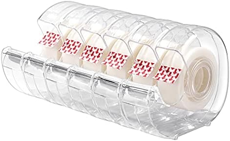 Amazon Basics Invisible Matte Finish Tape Dispenser with Refill Rolls for Labeling, 3/4" x 650" (18 yds), 6-Pack