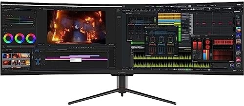 INNOCN 49" Curved Gaming Monitor 144Hz Ultrawide 32:9 WDFHD 3840 x 1080P, R1800, 99% sRGB, HDR400, USB Type C, DisplayPort, HDMI, Built-in Speakers, Height/Tilt Adjustable - 49C1G