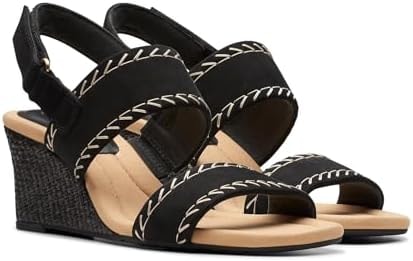 Clarks Collection Women's Kyarra Rose Wedge Sandal, Black Nubuck, 11 Wide US