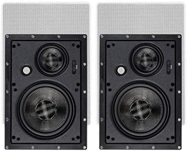 Monoprice 3-Way Carbon Fiber In-Wall Speakers - 6.5-Inch, Pair, With Magnetic Grille, Black - Alpha Series